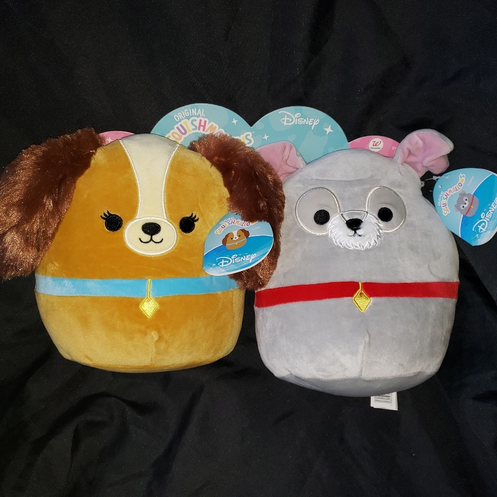 Squishmallow 8" Disney Lady & The Tramp Set Valentine’s 2022 KELLYTOY NWT HTF